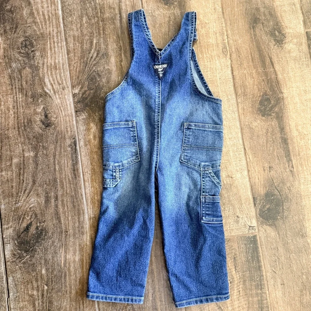 OshKosh B'Gosh Toddler Embroidered Logo Vestbak Denim Overalls, Blue, 24M